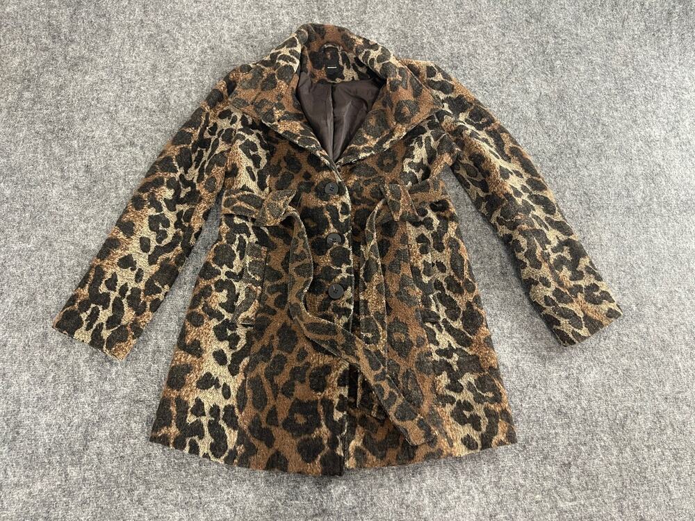 Saks Fifth Avenue Coat Girls XL 13-15 Years Cheetah Leopard Wool Jacket N216
